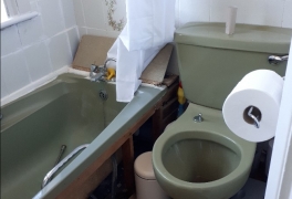 Old bath was removed and WC moved to far corner