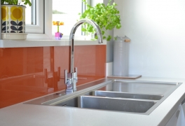 New Franke sink and kitchen tap; windowsill created from left over worktop material